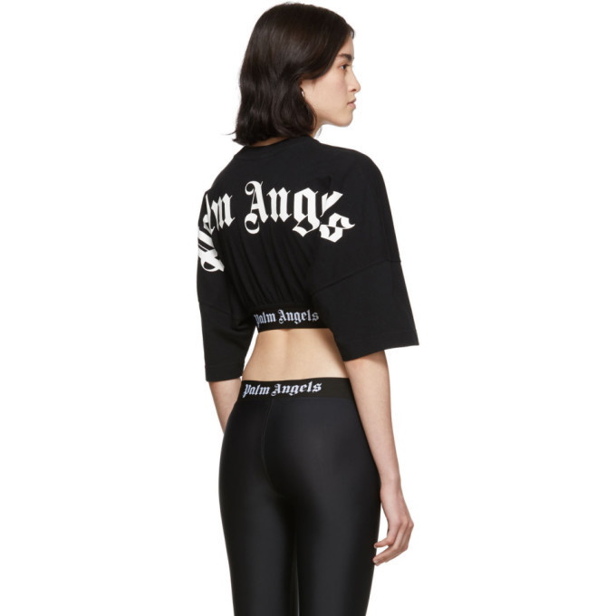 Palm Angels Black Cropped Logo Over T-Shirt Palm Angels
