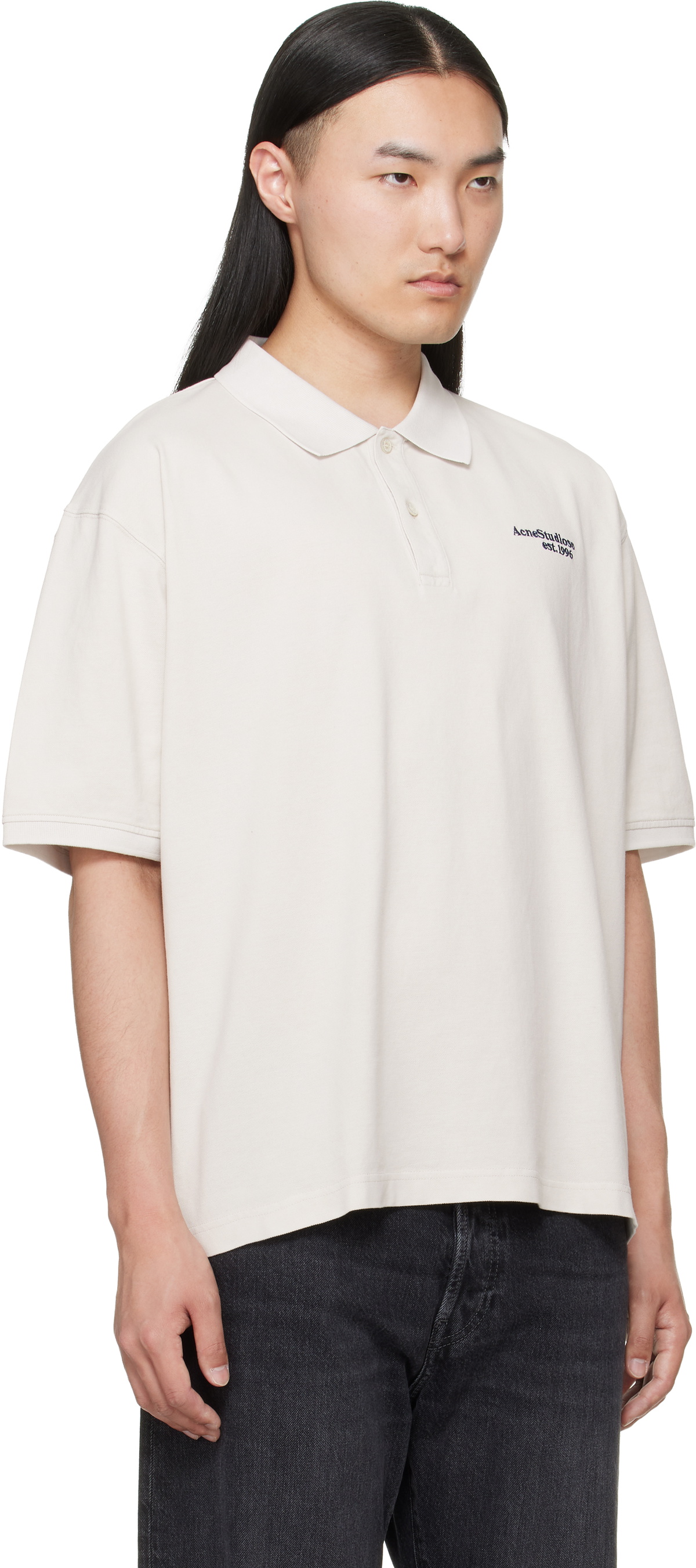 Acne Studios Off-White Washed Logo Polo