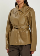 Lemaire High-neck Coated Cotton Wrap Jacket Khaki