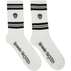 Alexander McQueen White and Black Stripe Skull Sport Socks