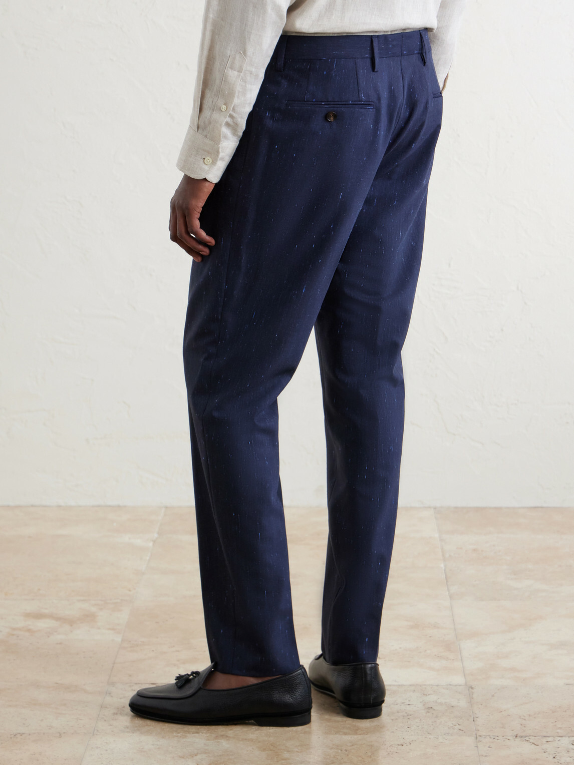 Mr P. - Slim-Fit Pleated Wool and Silk-Blend Dupioni Suit Trousers - Blue
