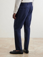 Mr P. - Slim-Fit Pleated Wool and Silk-Blend Dupioni Suit Trousers - Blue