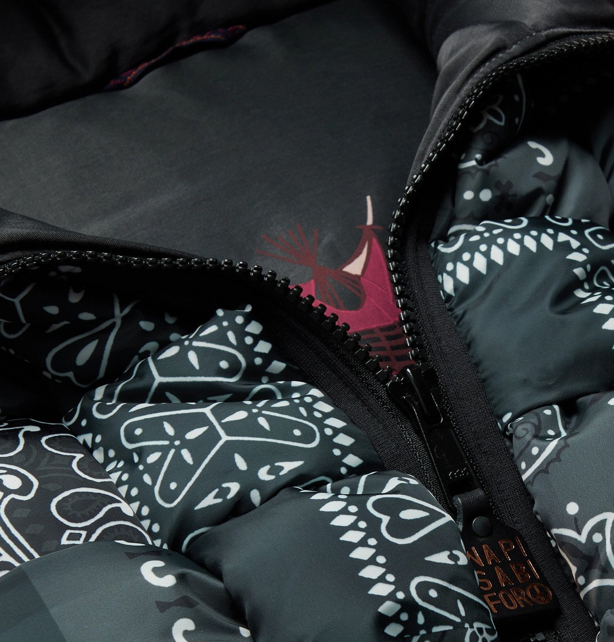 KAPITAL - Bandana-Print Woven Padded Shell Gilet - Black