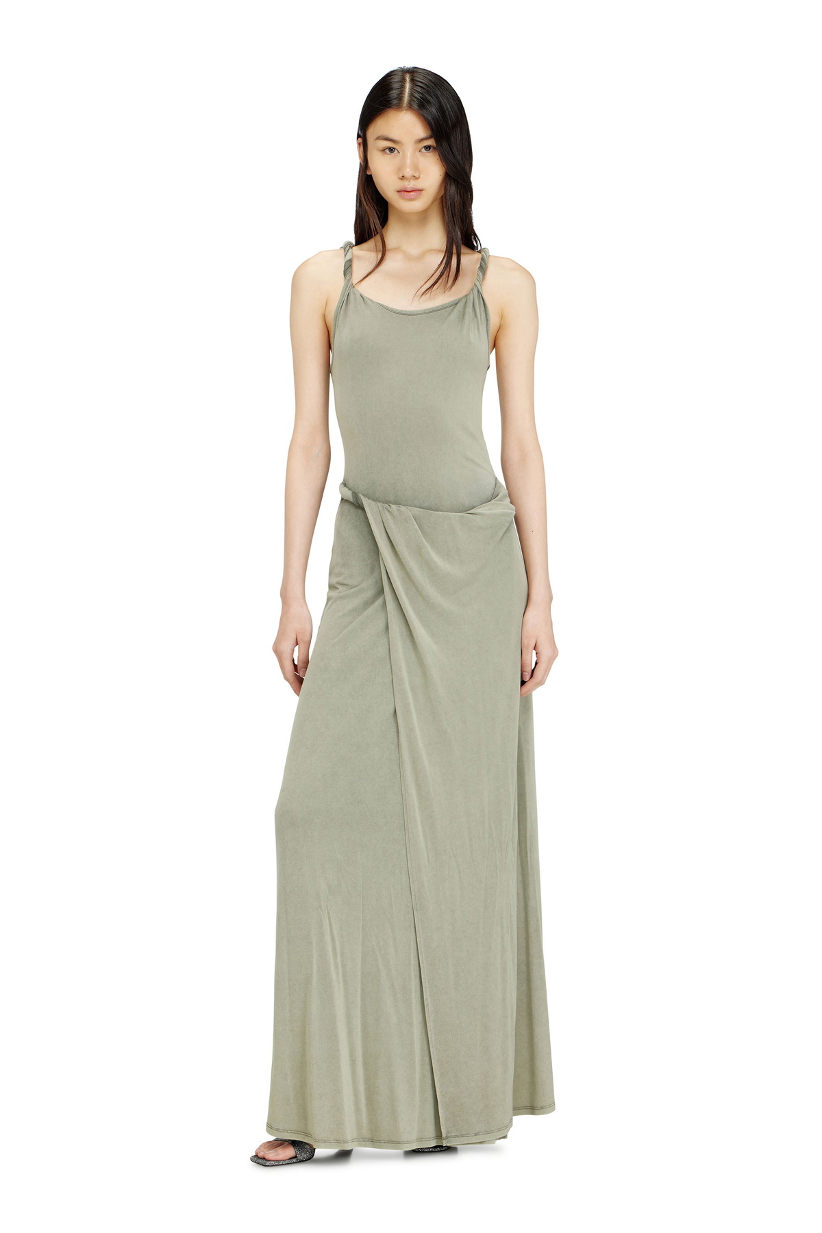 Diesel Jersey maxi dress with twisted details - Dresses Womens in Green