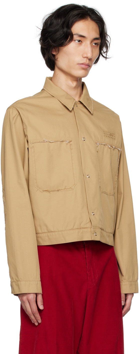 MM6 Maison Margiela Beige Embroidered Jacket MM6 Maison Margiela