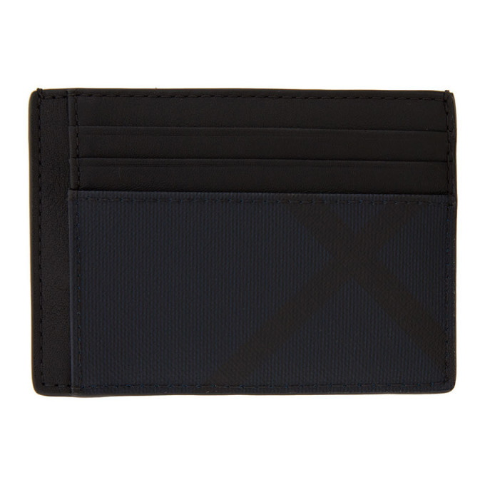 Photo: Burberry Black and Navy London Check Money Clip Card Holder