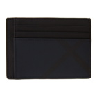 Burberry Black and Navy London Check Money Clip Card Holder