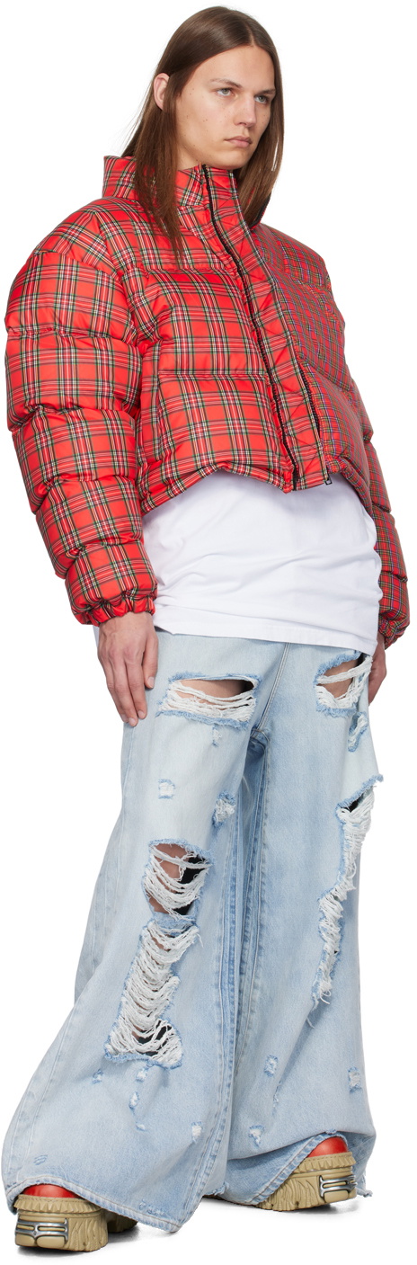 VETEMENTS Red Check Print Puffer Jacket