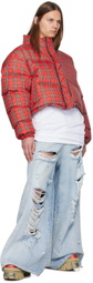VETEMENTS Red Check Print Puffer Jacket