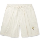 Story Mfg. - Wide-Leg Embroidered Organic Cotton Drawstring Shorts - Neutrals