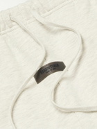 FEAR OF GOD ESSENTIALS - Straight-Leg Logo-Flocked Cotton-Blend Jersey Sweatpants - Gray