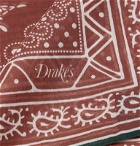 Drake's - Printed Cotton and Silk-Blend Pocket Square - Orange