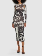 ANDREADAMO - Printed Sculpting Jersey Cutout Dress