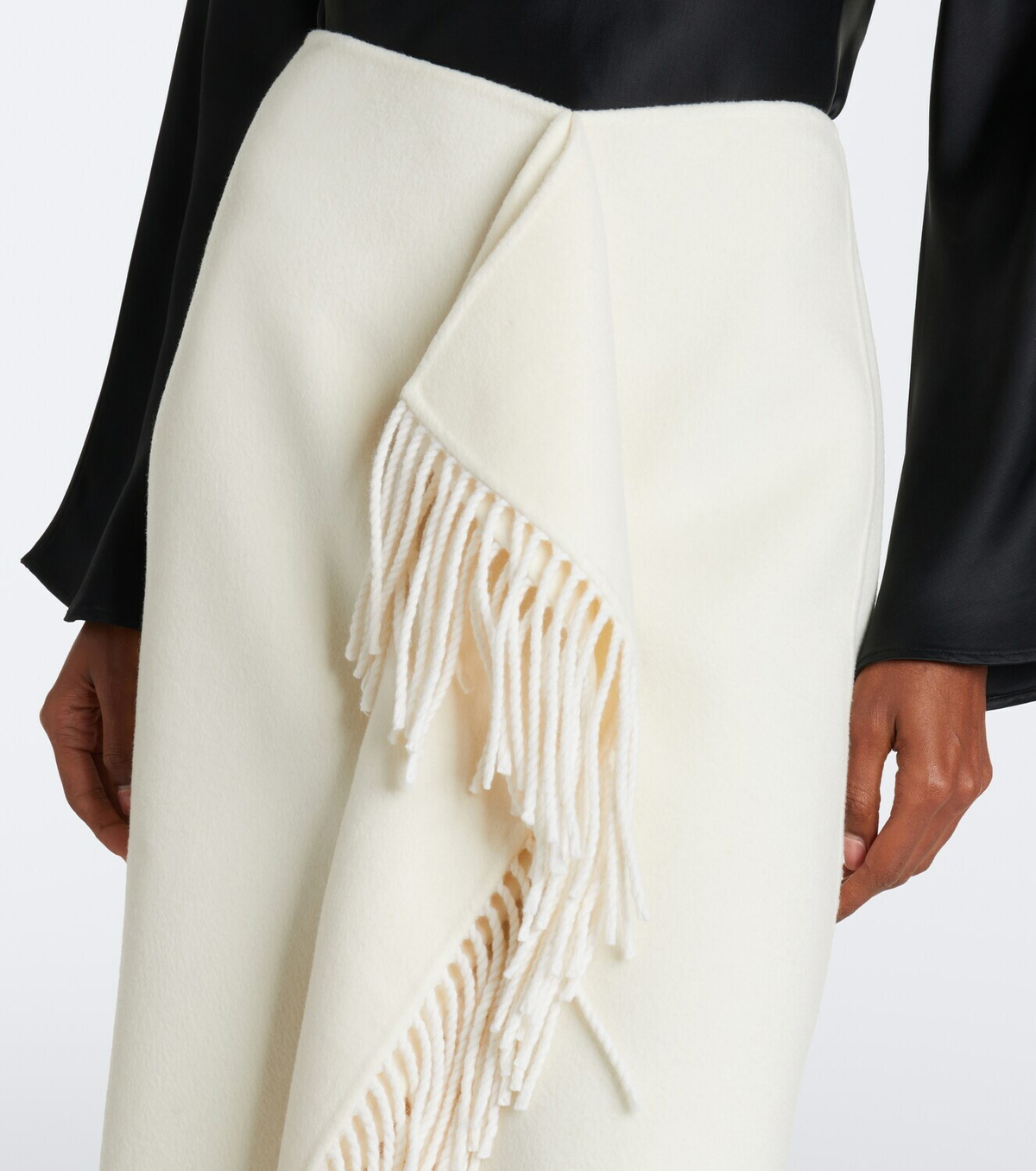 Róhe Fringed wool and cashmere midi skirt