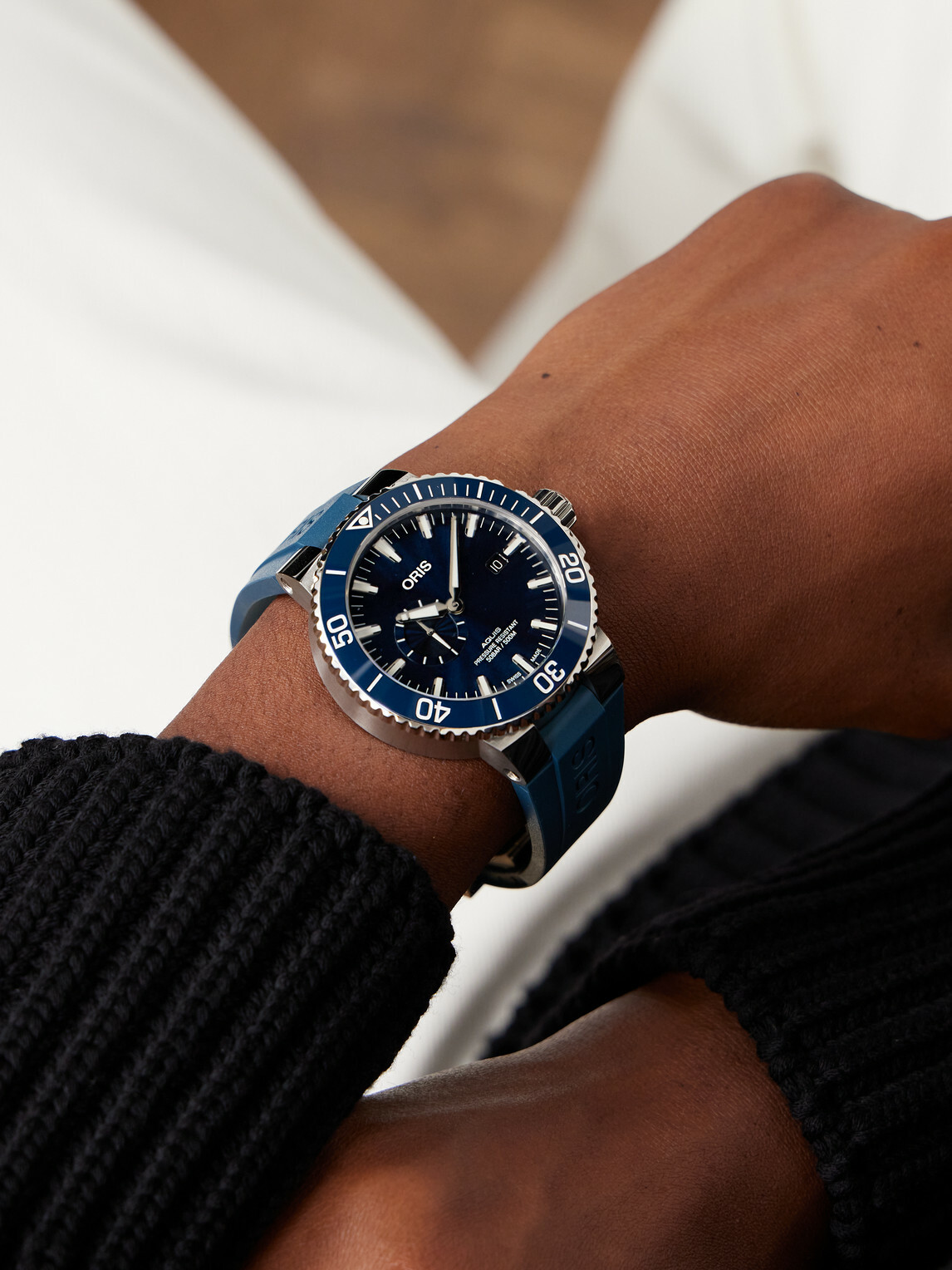 Oris - Aquis Small Second Date Automatic Stainless Steel Watch, Ref. 01 743 7733 4155-07 4 24 69EB