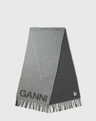 Ganni Fringed Wool Scarf Grey - Womens - Scarves