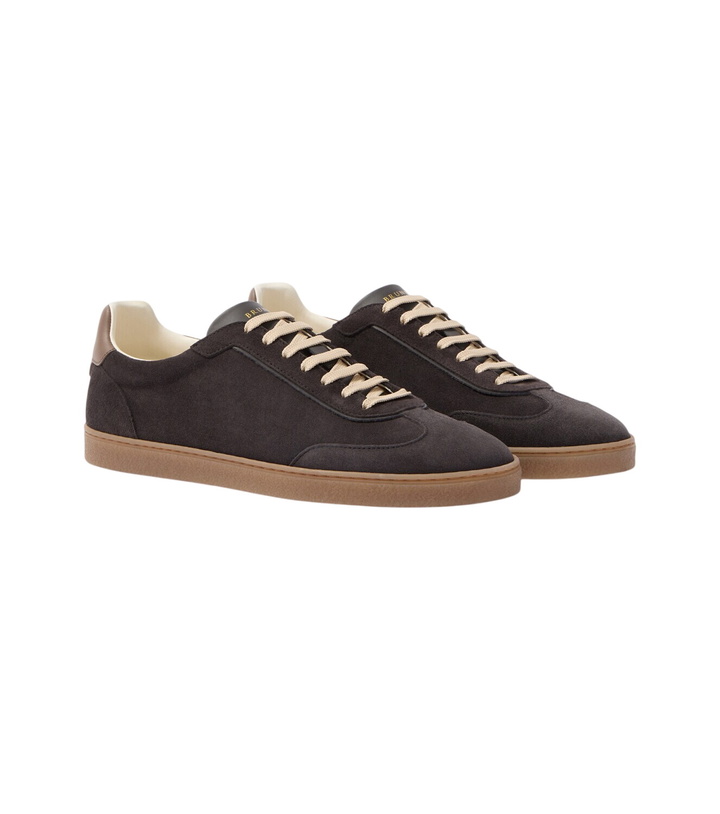 Photo: Brunello Cucinelli Leather-trimmed suede sneakers