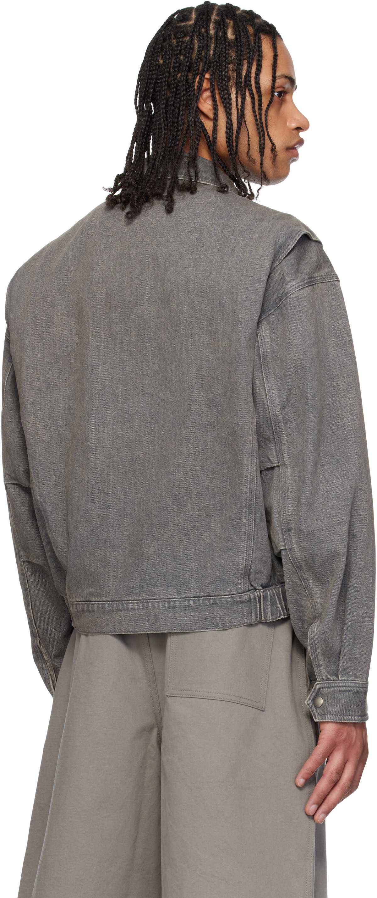COOR Gray Fireman Crop Denim Jacket COOR
