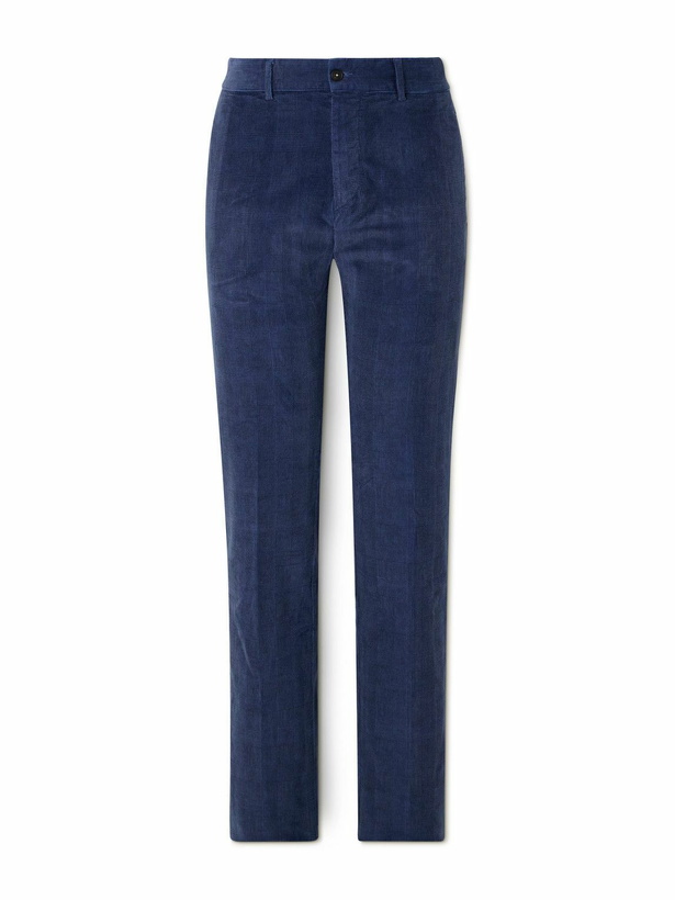 Photo: Massimo Alba - Mauko Straight-Leg Prince of Wales Checked Cotton-Blend Corduroy Suit Trousers - Blue