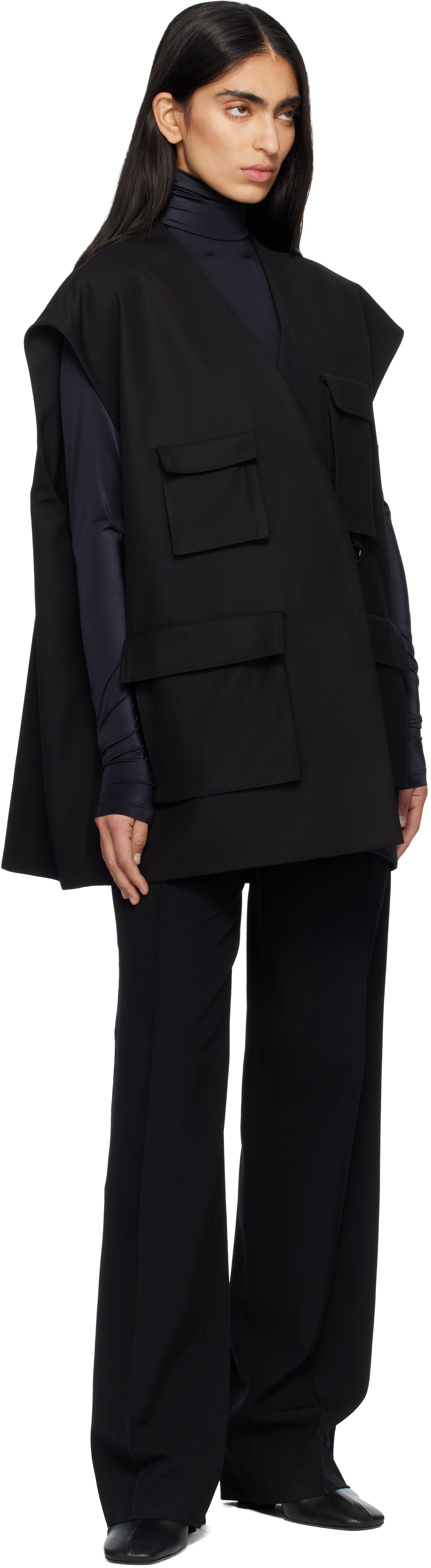 MARIE ADAM-LEENAERDT Black Utilitary Tailoring Vest