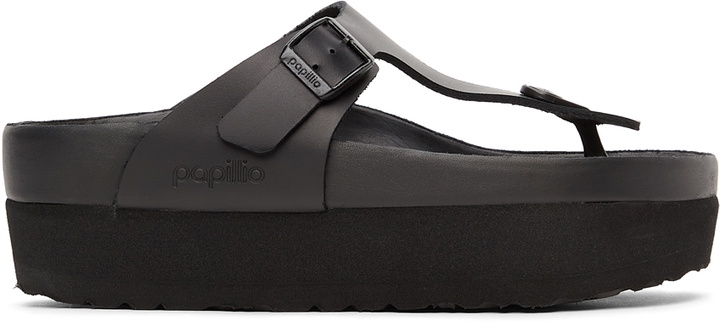 Photo: Birkenstock Black Papillio Birko-Flor Gizeh Platform Sandals