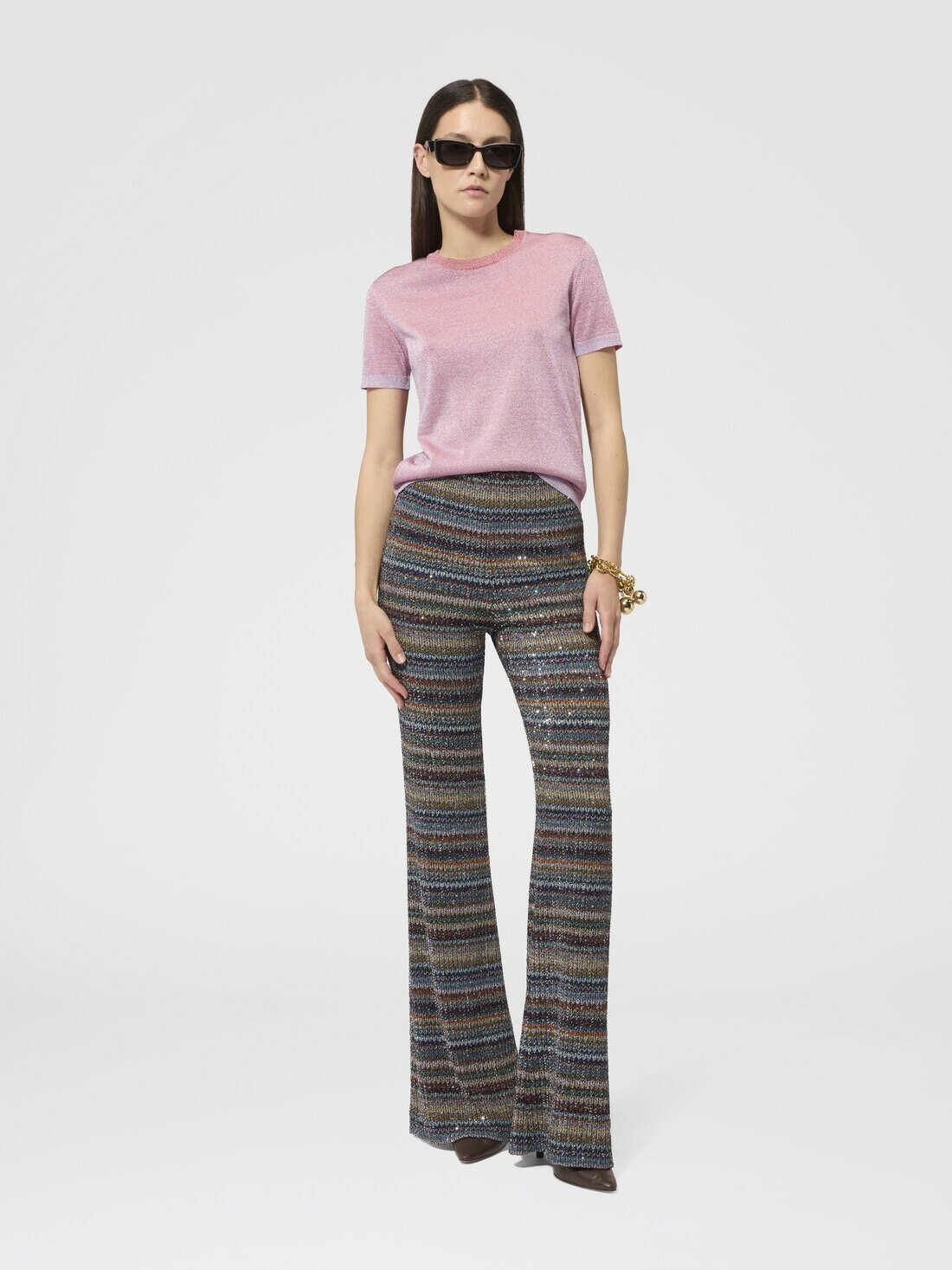 Missoni - Flared trousers in textured knit, Women, Multicoloured