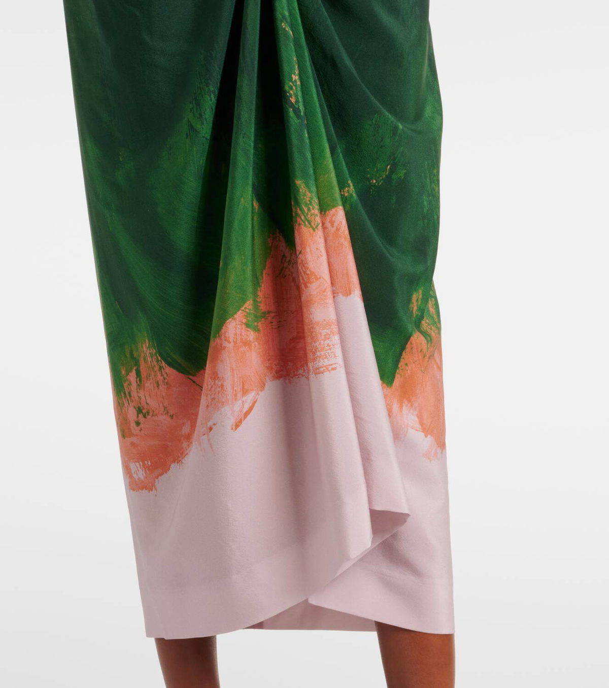 Dries Van Noten Draped printed silk-blend midi skirt Dries