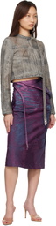 Diesel Purple Satin Denim Midi Skirt