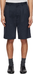 nanamica Navy Double Pleated Chino Shorts