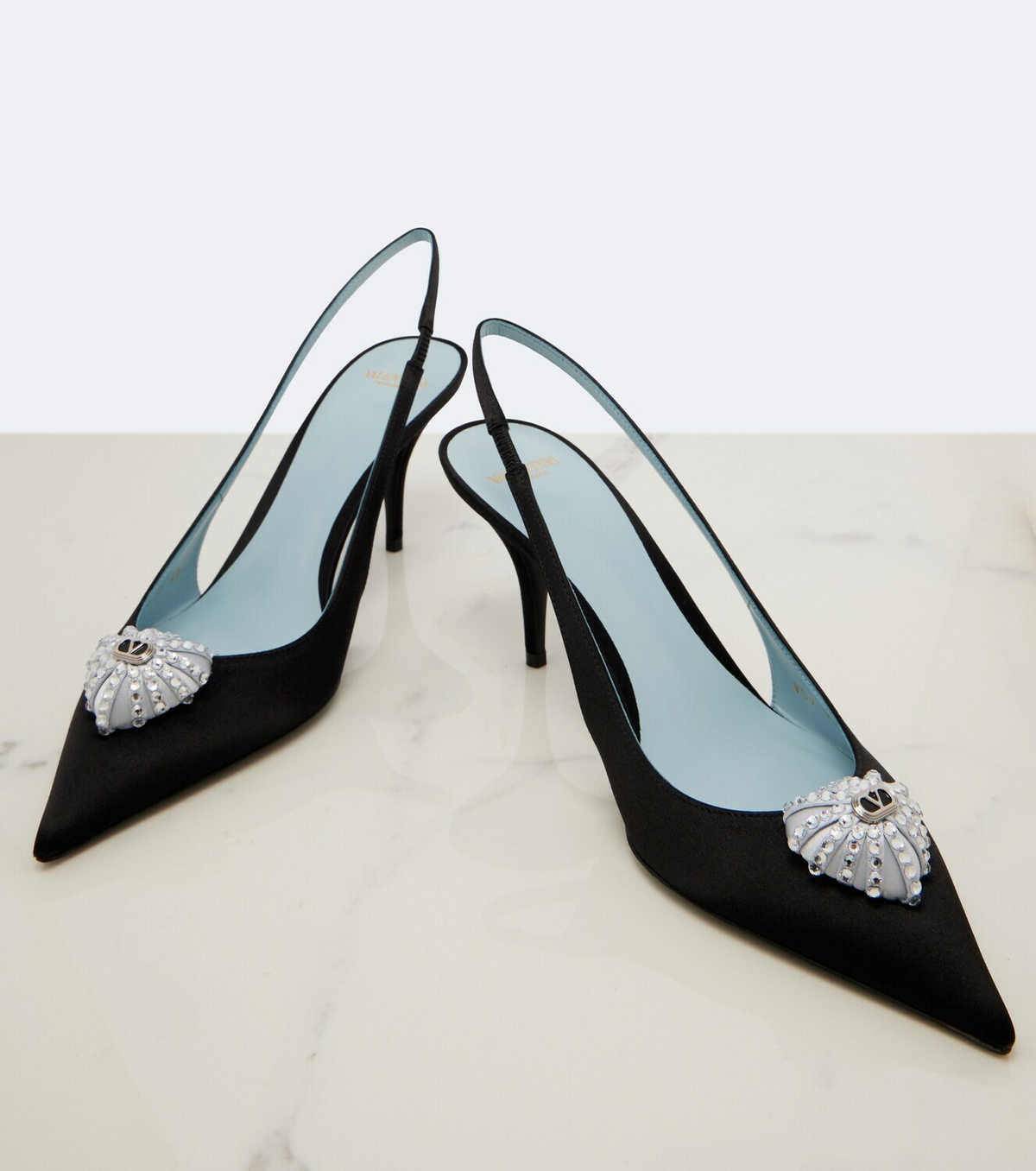 Valentino Garavani Cœur Royal velvet slingback pumps