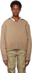 System Brown V-Neck Sweater
