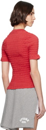 Conner Ives Red Camelot Shirred T-shirt