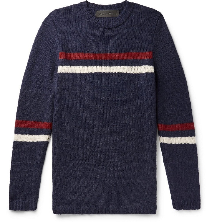 Photo: The Elder Statesman - Slim-Fit Striped Cashmere Sweater - Navy