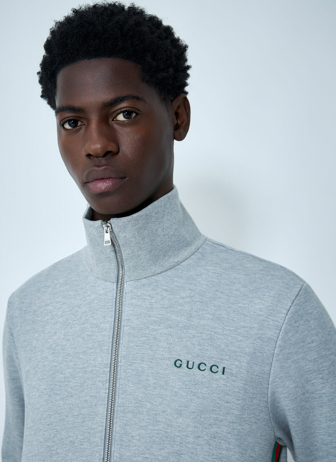Gucci Web Motif Zip-Up Sweatshirt