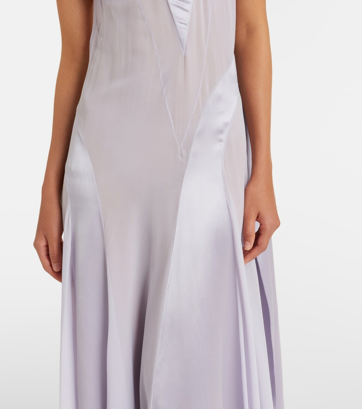 McQueen Bow-detail satin-paneled silk gown