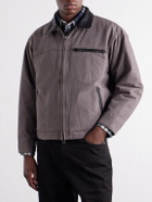 FrizmWORKS - Distressed Leather-Trimmed Cotton-Canvas Jacket - Brown