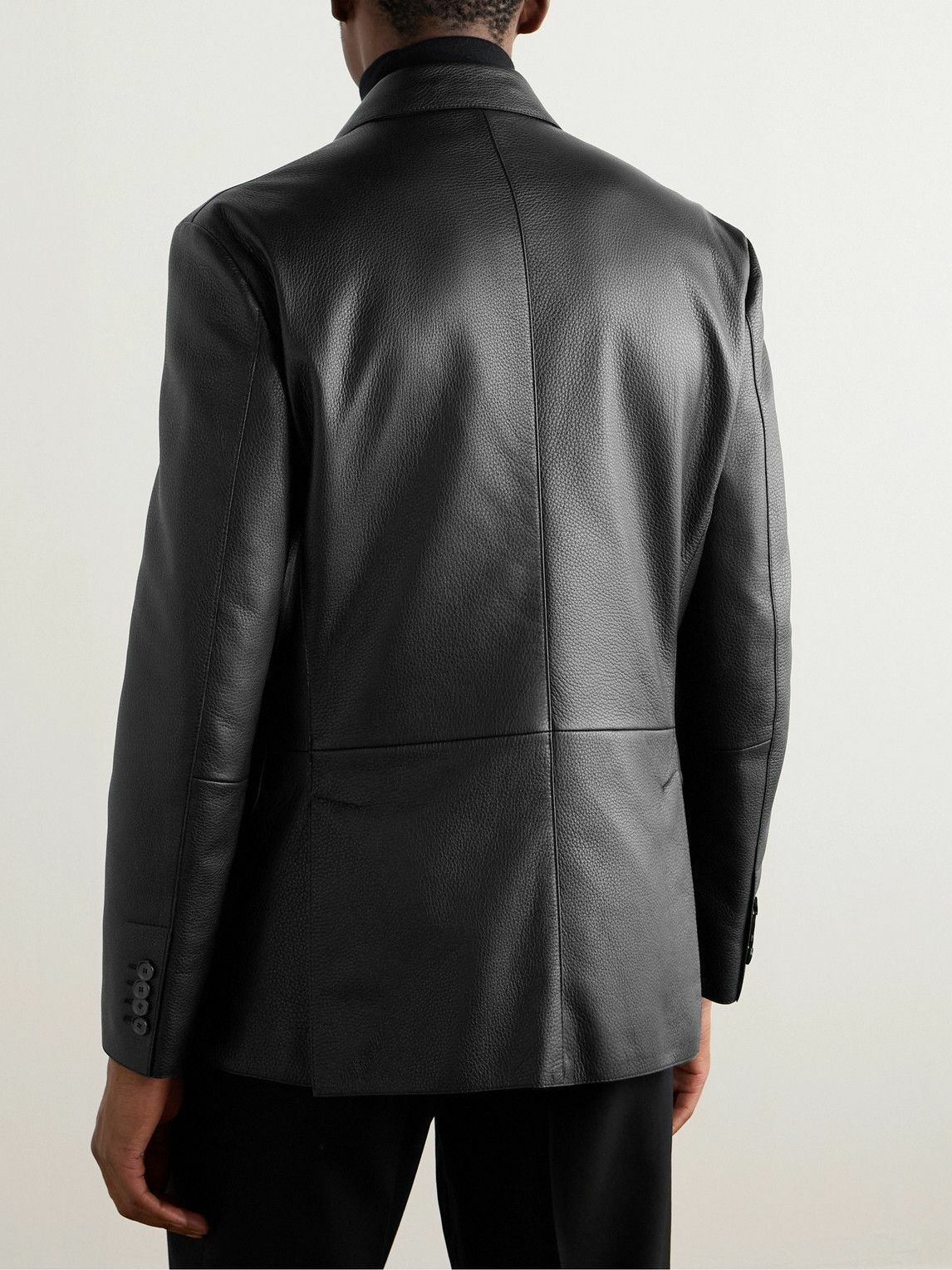 Brioni - Slim-Fit Full-Grain Leather Blazer - Black Brioni
