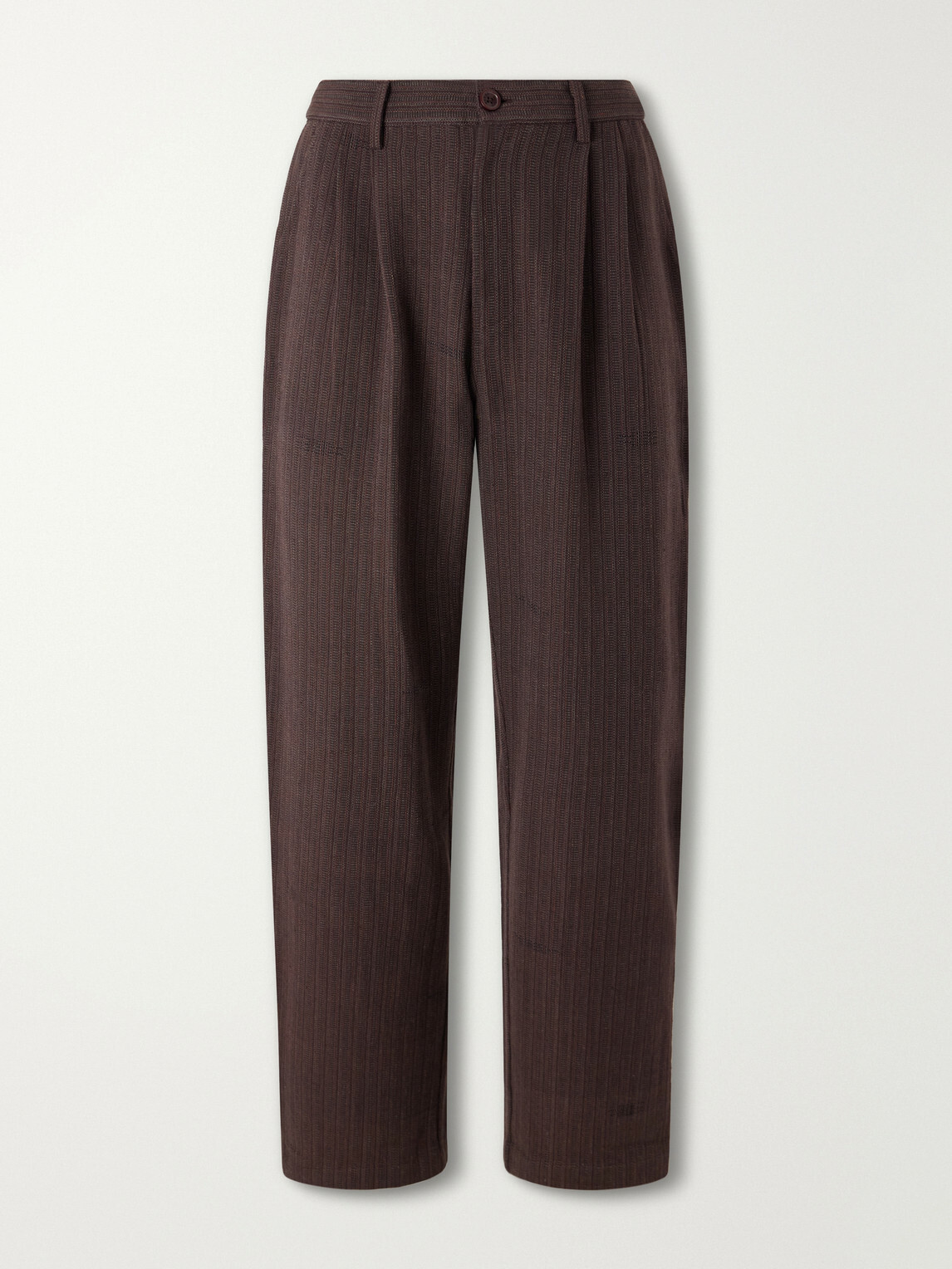 Kardo - Antonio Straight-Leg Pinstriped Cotton Suit Trousers - Brown