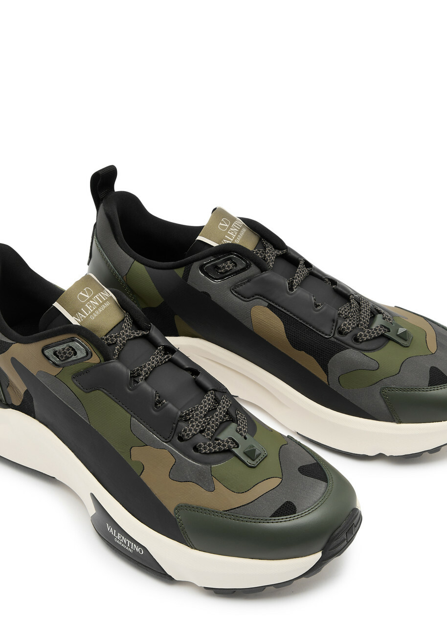 Valentino True Act Camouflage Canvas Sneakers Khaki