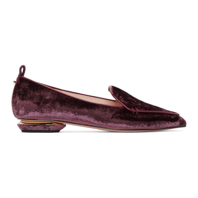 Nicholas Kirkwood Beya Block Heel Velvet Burgundy Loafers Size 37 BNIB