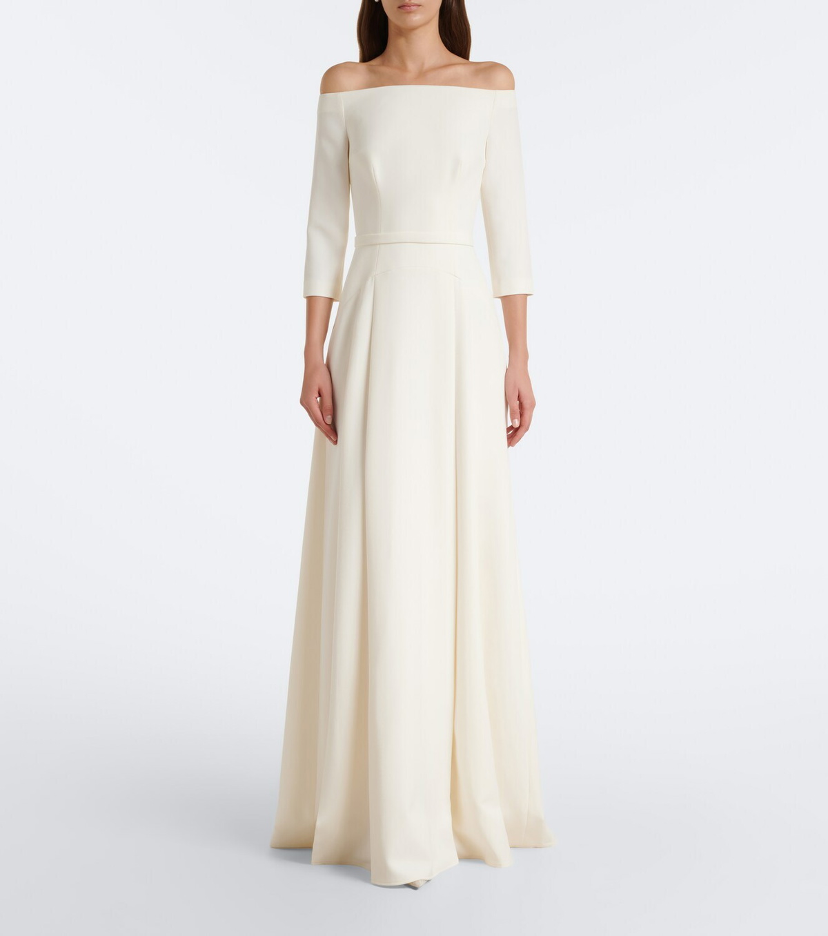 Safiyaa Bridal Amadora off-shoulder crêpe gown
