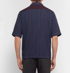 Acne Studios - Camp-Collar Panelled Cotton-Flannel Shirt - Men - Navy