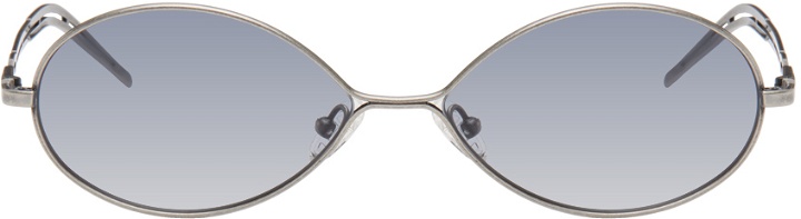 Photo: Song for the Mute SSENSE Exclusive Silver 'The Teardrop' Sunglasses