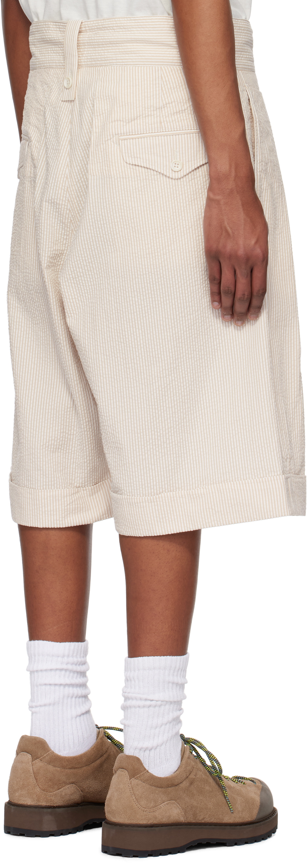 Engineered Garments Beige & White Gurkha Shorts