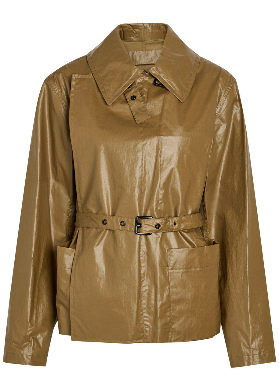 Lemaire High-neck Coated Cotton Wrap Jacket Khaki