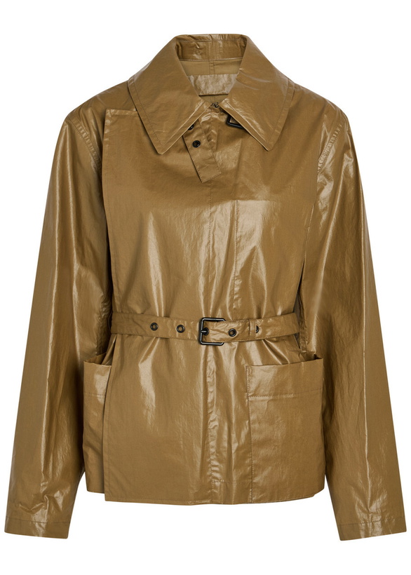 Photo: Lemaire High-neck Coated Cotton Wrap Jacket Khaki