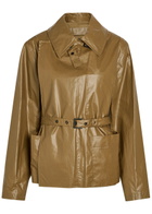 Lemaire High-neck Coated Cotton Wrap Jacket Khaki