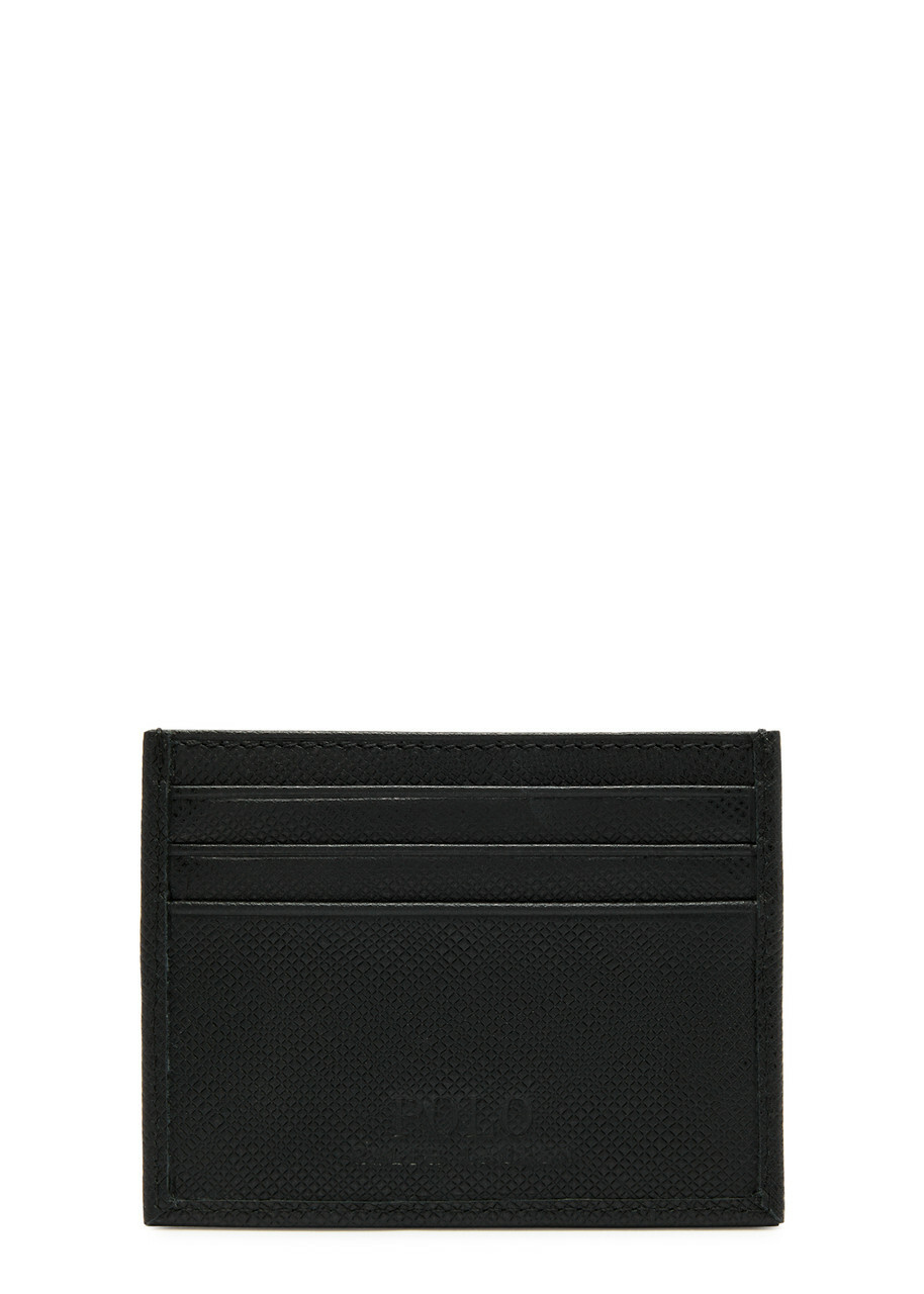 Polo Ralph Lauren Logo Saffiano Leather Card Holder - Black - One Size
