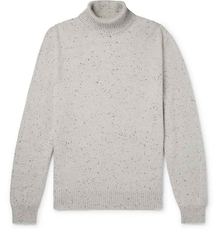 Photo: Ermenegildo Zegna - Donegal Wool, Silk and Cashmere-Blend Rollneck Sweater - Gray