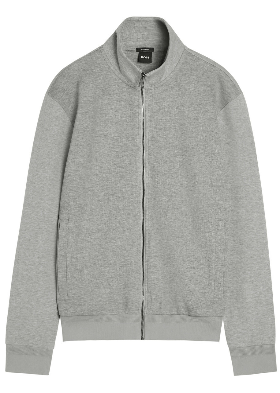 Boss Melange Cotton-blend Sweatshirt Light Grey